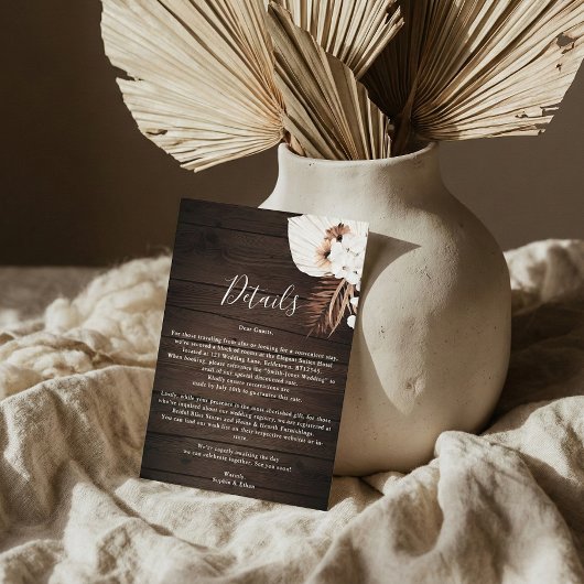 Boho Rustic Neutral Flowers Wedding Details Enclos Begleitkarte