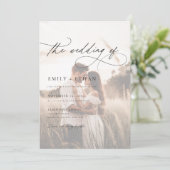 Boho Rustic Overlay Foto Wedding Einladung (Stehend Vorderseite)