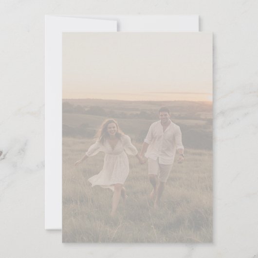 Boho Rustic Overlay Foto Wedding Einladung (Rückseite)