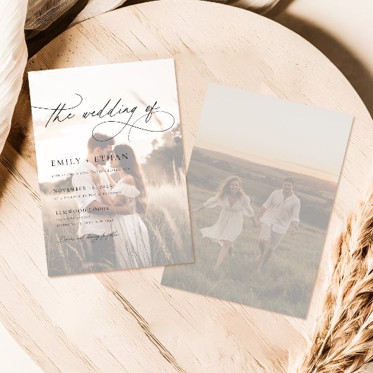 Boho Rustic Overlay Foto Wedding Einladung