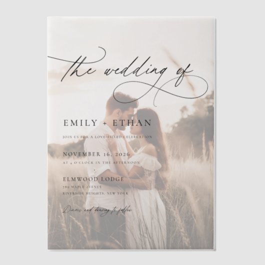 Boho Rustic Overlay Foto Wedding Pergament Einladungen (Vorderseite)