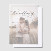 Boho Rustic Overlay Foto Wedding Pergament Einladungen (Versetzt)
