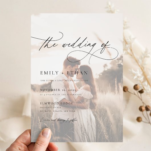 Boho Rustic Overlay Foto Wedding Pergament Einladungen