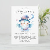Boho Rustic Owl Babydusche Einladung (Stehend Vorderseite)