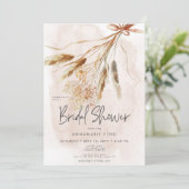 Boho Rustic Pampas & Dried Bouquet Brautparty Einladung (Stehend Vorderseite)