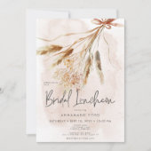 Boho Rustic Pampas & Dried Bouquet Bridal Luncheon Einladung (Vorderseite)