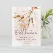 Boho Rustic Pampas & Dried Bouquet Bridal Luncheon Einladung (Stehend Vorderseite)