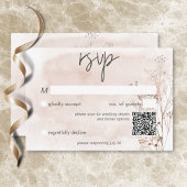 Boho Rustic Pampas & Dried Grass Bouquet QR Code RSVP Karte