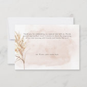 Boho Rustic Pampas & Dried Grass Bouquet Wedding Dankeskarte (Rückseite)