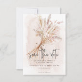 Boho Rustic Pampas & Dried Grass Bouquet Wedding Save The Date (Vorderseite)