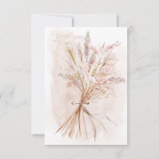 Boho Rustic Pampas & Dried Grass Bouquet Wedding Save The Date (Rückseite)