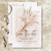 Boho Rustic Pampas & Dried Grass Bouquet Wedding Save The Date