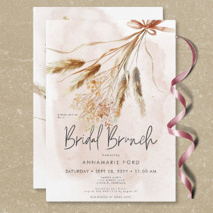 Boho Rustic Pampas & Driving Bouquet Bridal Brunch Einladung
