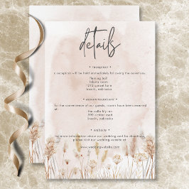 Boho Rustic Pampas & Driving Grass Bouquet Details Begleitkarte