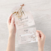 Boho Rustic Pampas & Driving Grass Bouquet Dinner All In One Einladung (Abreißen)