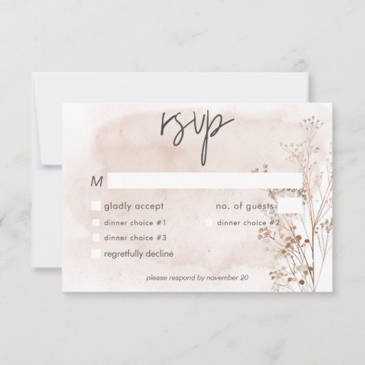 Boho Rustic Pampas & Driving Grass Bouquet Dinner RSVP Karte (Vorderseite)