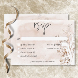 Boho Rustic Pampas & Driving Grass Bouquet Dinner RSVP Karte