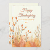Boho Rustic Pampas Grass Erntedank Feiertagskarte (Vorne/Hinten)