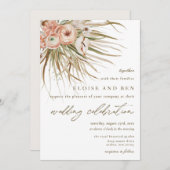 Boho Rustic Pampas Grass Peach Floral Wedding Einladung (Vorne/Hinten)