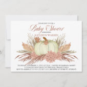 Boho Rustic Pampas Grass |Pumpkin Girl Babydusche Einladung (Vorderseite)