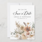Boho Rustic Pampas Grass Save the Date Einladung (Vorderseite)