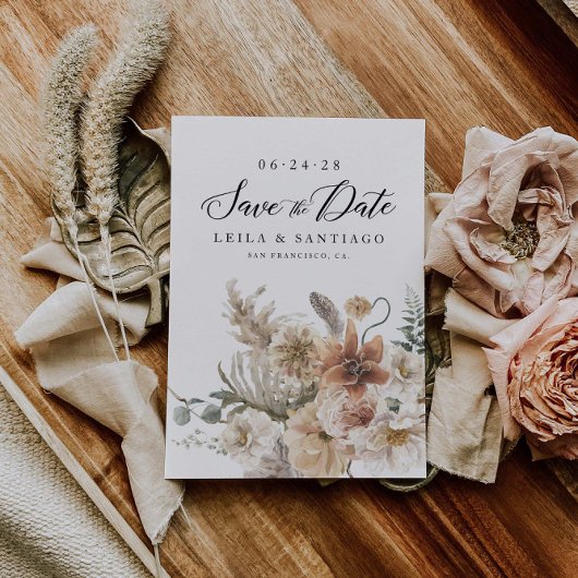 Boho Rustic Pampas Grass Save the Date Einladung