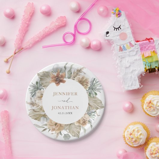 Boho Rustic Pampas Grass Wedding Paper Tellers Pappteller (Party)