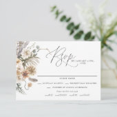 Boho Rustic Pampas Grass Wedding RSVP Card (Stehend Vorderseite)