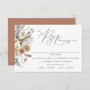 Boho Rustic Pampas Grass Wedding RSVP Card