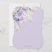 Boho Rustic Pampas Lila Lilac Floral Quinceañera Einladung (Rückseite)