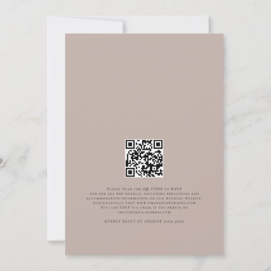 Boho Rustic Pampas Script QR Code Wedding Einladung (Rückseite)