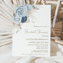 Boho Rustic Pampas Soft Blue Floral Brautparty