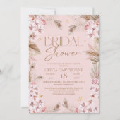 Boho Rustic Pink Bridal Shower Invitation Einladung (Vorderseite)