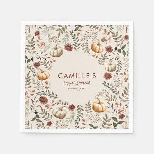 Boho Rustic Pumpkin Autumn Brautparty Serviette (Vorderseite)