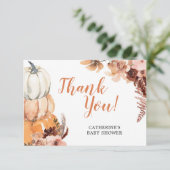 Boho Rustic Pumpkin Baby Dusche Danke Karte (Stehend Vorderseite)