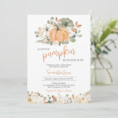 Boho Rustic Pumpkin Baby Shower Einladung (Stehend Vorderseite)