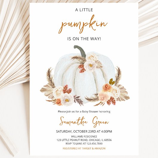 Boho Rustic Pumpkin Baby Shower Einladung