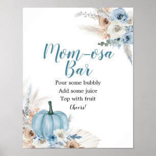 Boho Rustic Pumpkin Fall Baby Dusche Mimosa Bar Poster