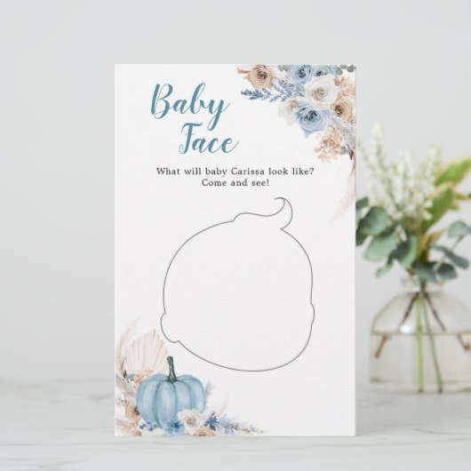 Boho Rustic Pumpkin Fall Baby Shower Baby Face (Stehend Vorderseite)