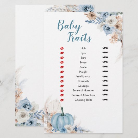 Boho Rustic Pumpkin Fall Baby Tracks Games (Vorne/Hinten)