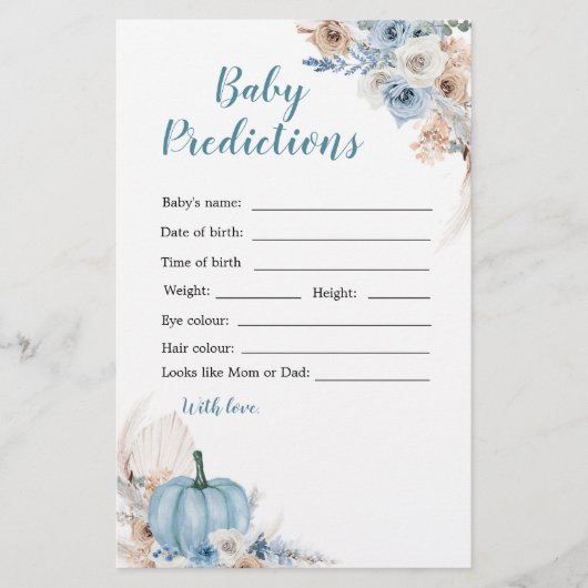 Boho Rustic Pumpkin Fall Baby Vorhersagen (Vorderseite)