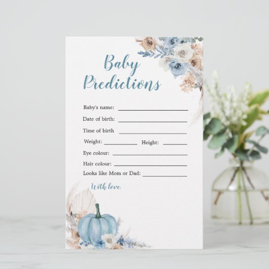 Boho Rustic Pumpkin Fall Baby Vorhersagen (Stehend Vorderseite)