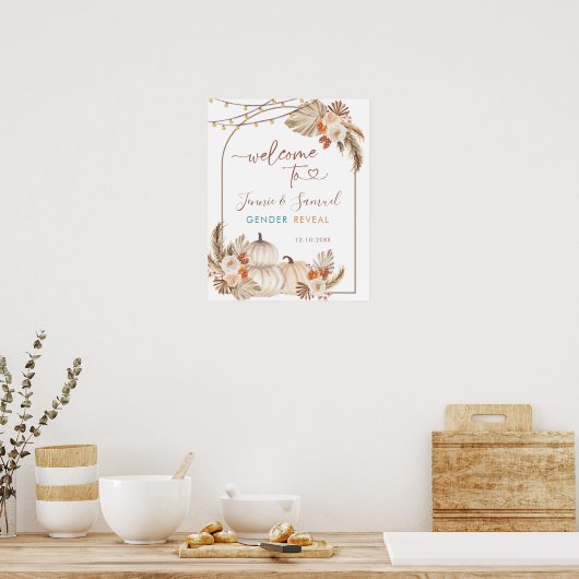 Boho Rustic Pumpkin Fall Begrüßungszeichen Poster (Küche)