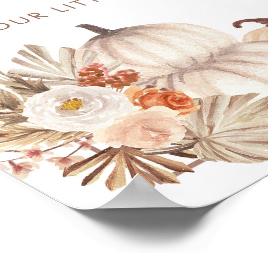 Boho Rustic Pumpkin Fall Er oder sie unterschreibe Poster (Ecke)