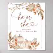 Boho Rustic Pumpkin Fall Er oder sie unterschreibe Poster (Vorne)