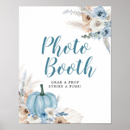 Boho Rustic Pumpkin Fall Foto Booth Sign Poster
