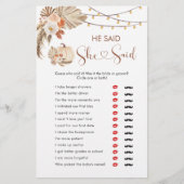 Boho Rustic Pumpkin Fall in der Liebe sagte er (Vorderseite)