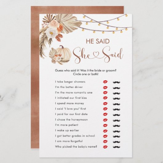 Boho Rustic Pumpkin Fall in der Liebe sagte er (Vorne/Hinten)