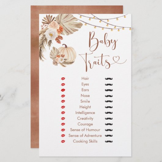 Boho Rustic Pumpkin Fall in Liebe Baby Tracks Spie (Vorne/Hinten)