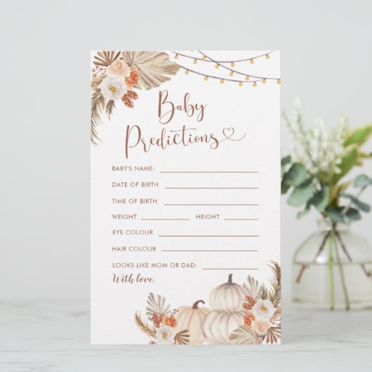 Boho Rustic Pumpkin Fall in Liebe Baby Vorhersagen (Stehend Vorderseite)